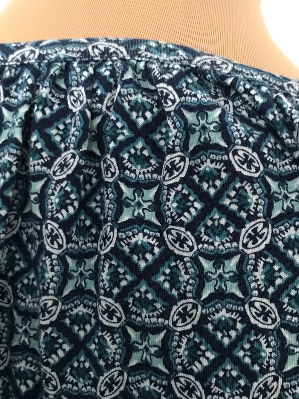 Michael Kors Navy and White Printed Peasant Tunic